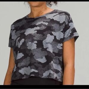 lululemon athletica Black and Gray Camouflage Crop Top